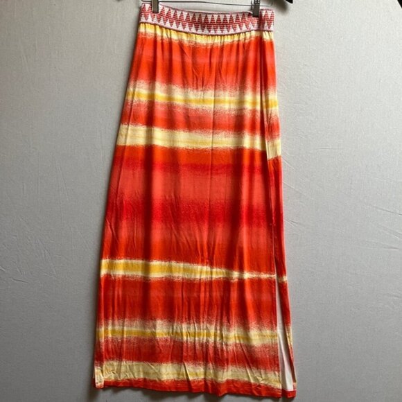 NWT Esqualo bright orange yellow ombre maxi skirt Sz S - Picture 4 of 10
